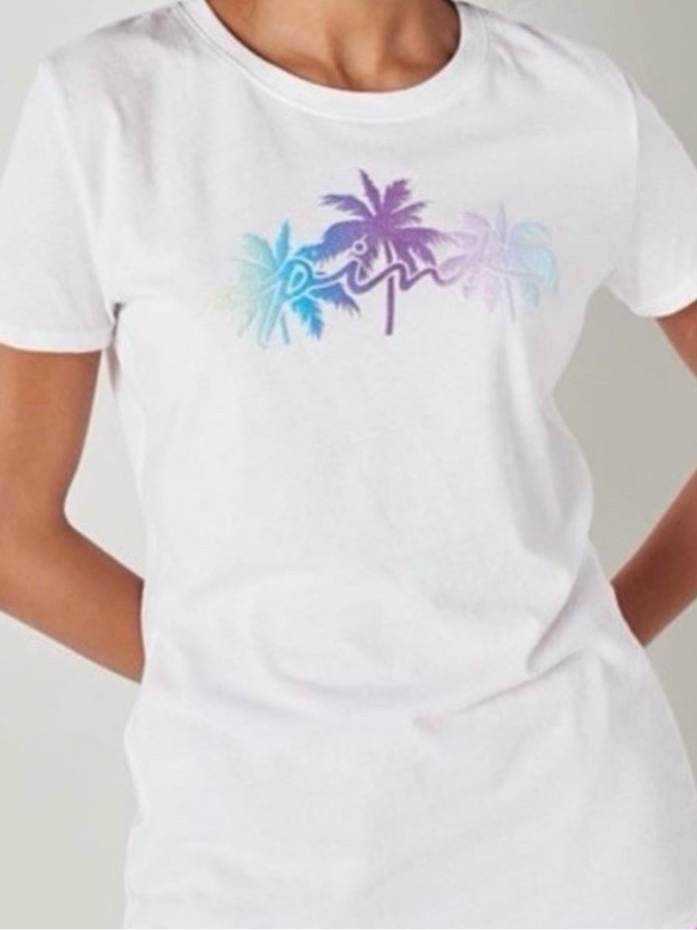 VS PINK GLITTER PALM TEE